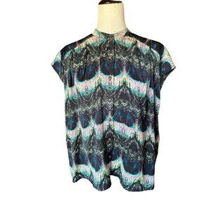 Twelfth Street by Cynthia Vincent Button Down Printed Blouse Small